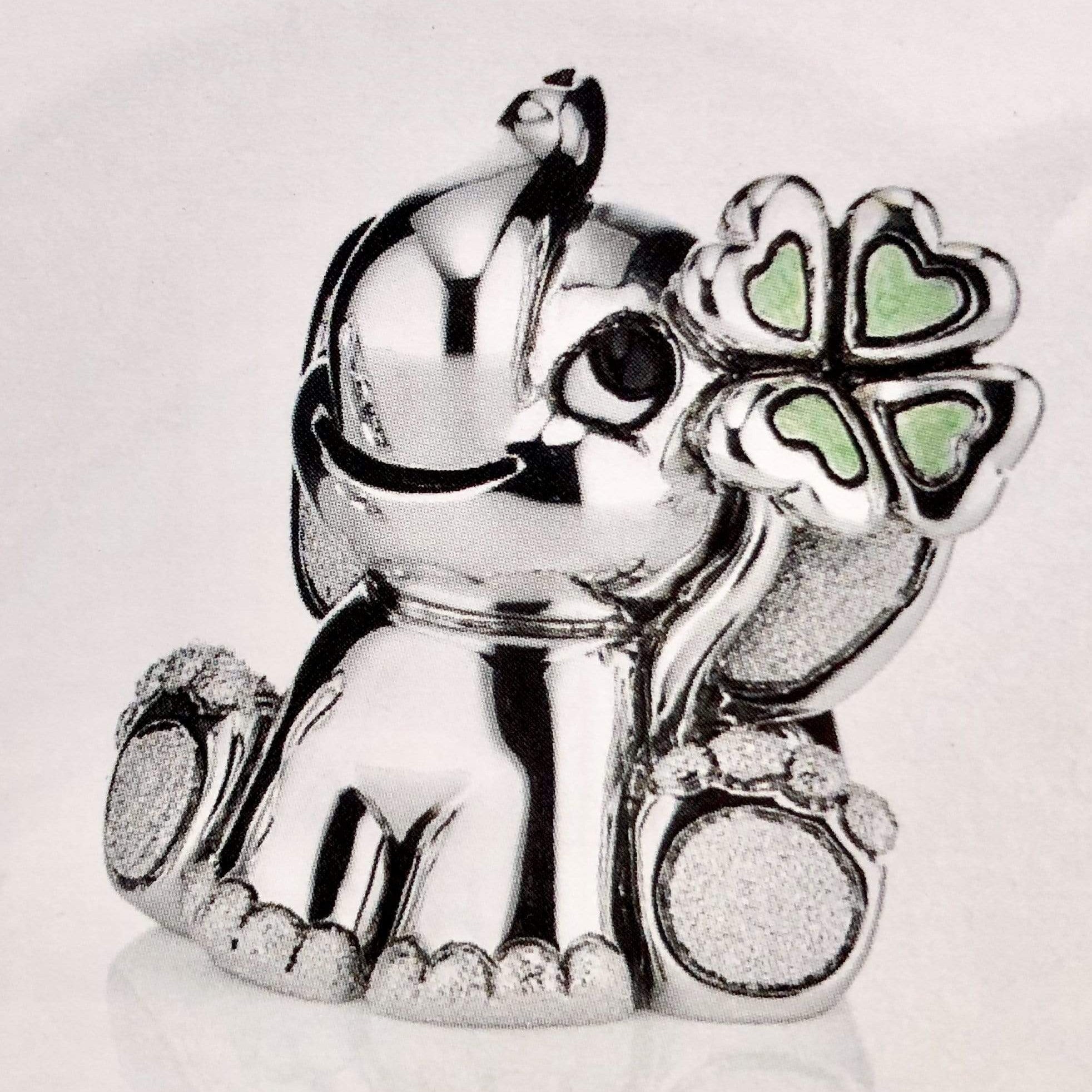 Elefantino argento con quadrifoglio portafortuna - Soffio Jewels