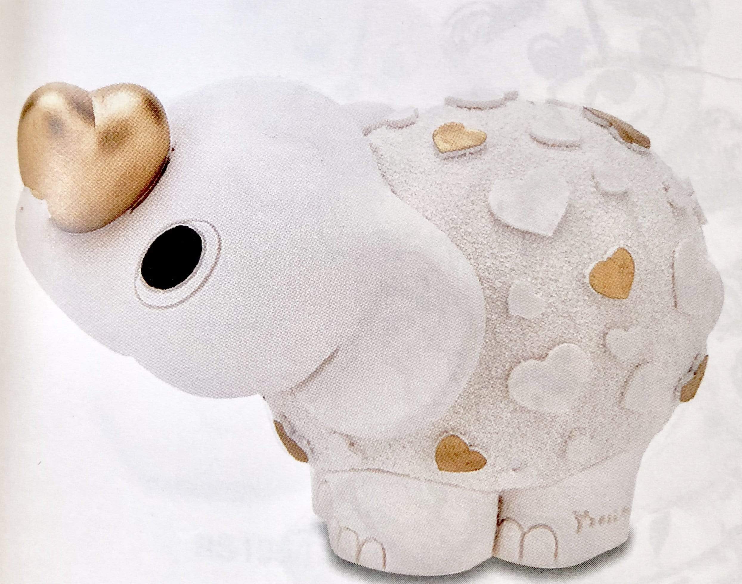 Elefantino portafortuna in marmorino con cuore oro - Soffio Jewels