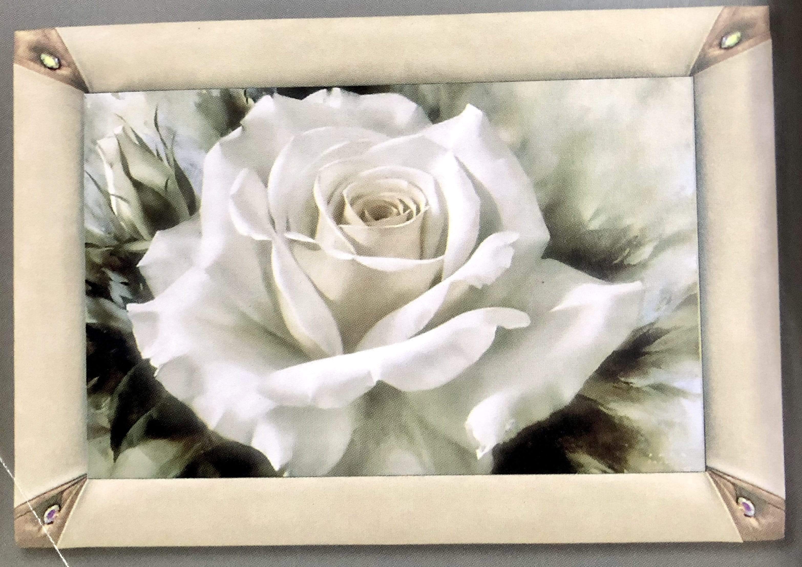 Quadro in pelle con rosa bianca - Soffio Jewels