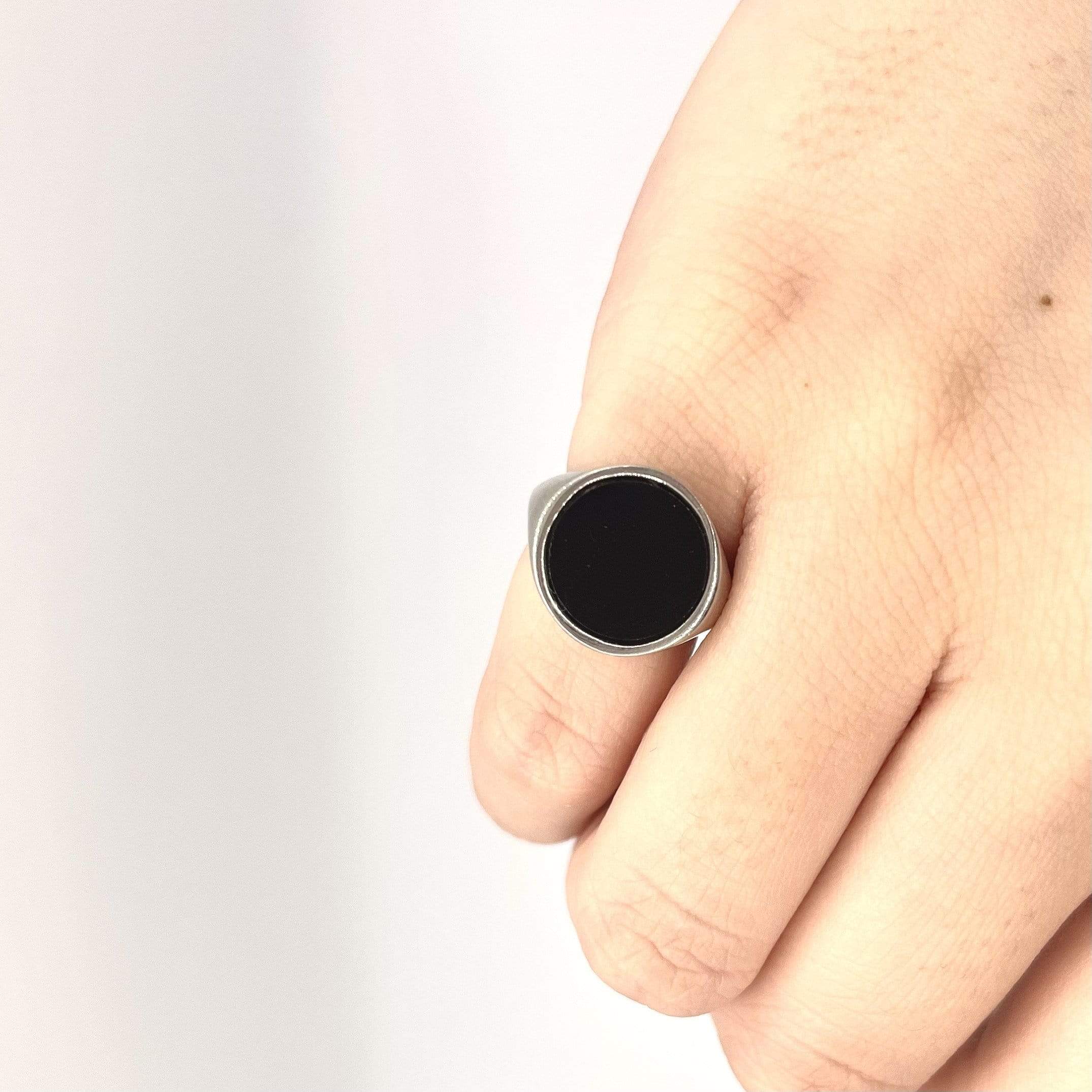 Anello Chevalier pietra nera - Soffio Jewels