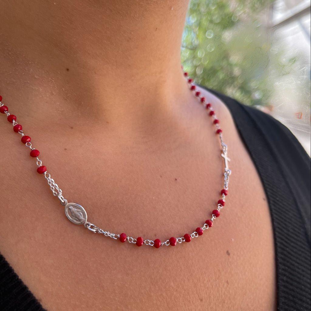 Rosario con pietre rosse - Soffio Jewels