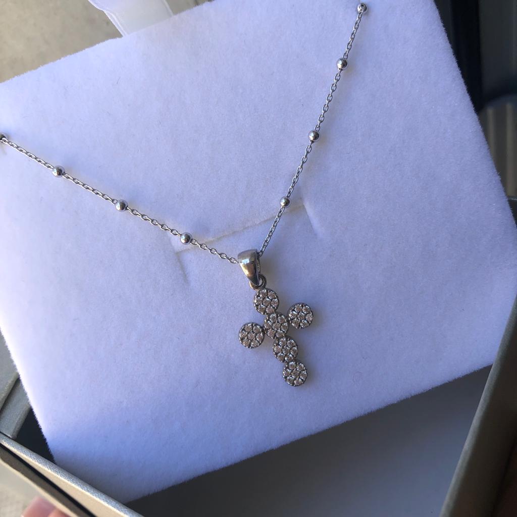 Collana in argento con croce zirconata - Soffio Jewels